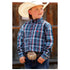 MTW7060283 Cinch Boys Navy Plaid Long Sleeve Western Button Shirt