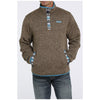 MWK1534002 Cinch Men's Brown Knit Pullover Sweatshirt with Serape Trim