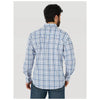 MWR423B Wrangler Men's Long Sleeve Wrinkle Resist Blue Plaid Western Snap Shirt