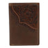 N500037002 Nocona Men's Floral Tooled Edge Brown Trifold Wallet