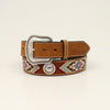 N320002944 Nocona Ladies Embroidered Southwest Round Concho Brown Belt