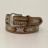N320003044 Nocona Women's Southwest Embroidered with Round Concho Brown Belt