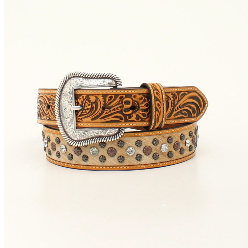 N320003208 Nocona Ladies Hair On With Studs Brown Belt