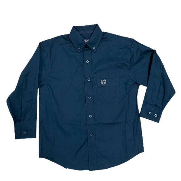 PSBSODR07S-N Panhandle Select Boy's Long Sleeve Western Shirt- Navy
