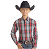 PSBSOSR07T Panhandle Select Boy's Long Sleeve Western Snap Shirt- Red & Blue Plaid