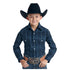 R2S6915 Panhandle Boys Blue Plaid Long Sleeve Western Snap Shirt