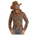 RRMSOSRZ7O Rock & Roll Denim Men's Dale Brisby Black Digital Aztec Print Long Sleeve Western Snap Shirt