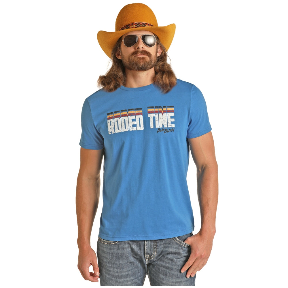 RRUT21R12S Rock & Roll Dale Brisby Rodeo Time Short Sleeve T-Shirt - Blue