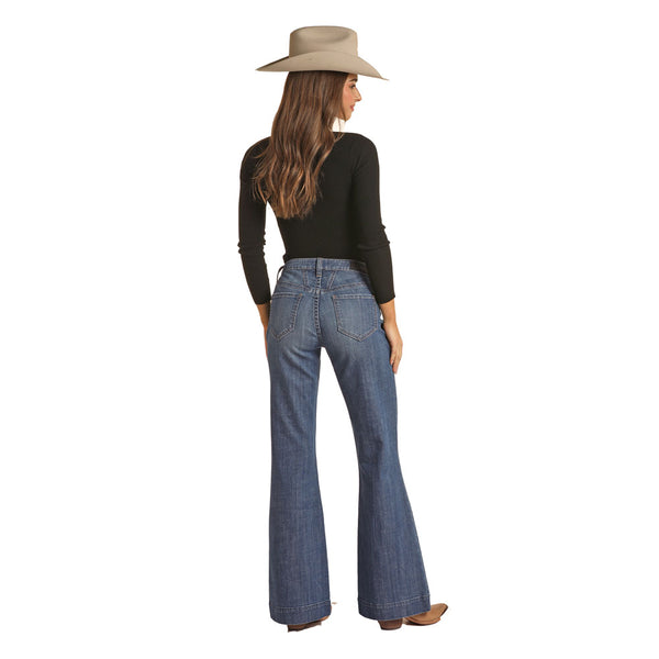 RRWD5MR0GZ Rock & Roll Cowgirl Front Seam Midrise Trouser Jean