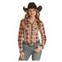 RRWSOSRZ0Z Rock & Roll Cowgirl Geo Stripe Western Snap Shirt - Natural