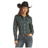 RRWSOSRZ13 Rock & Roll Cowgirl Paisley Print Western Snap Shirt - Teal