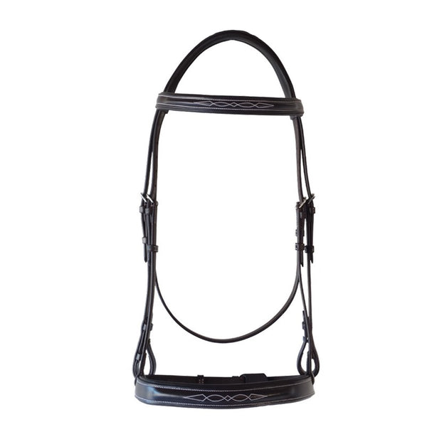 RS1485 RHC Equestrian Padded Wide Nose Bridle With Fancy Stitching