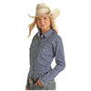 RSWSOSR0NL Panhandle Roughstock Ladies Long Sleeve Snap Shirt- Night Blue
