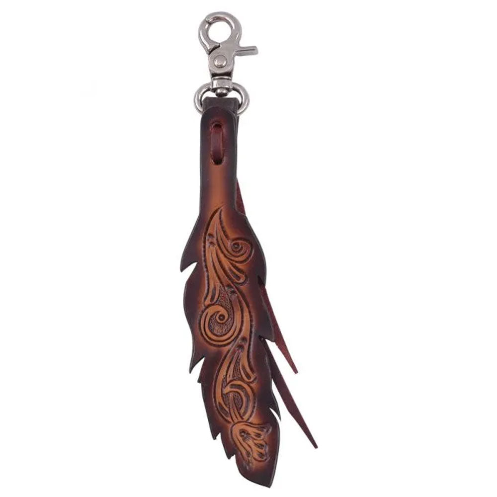 SC1005 Circle Y Saddle Charm Floral Tooled Feather