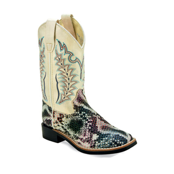 VB9177 Old West Children's Glittery Snake Print Cowboy Boots