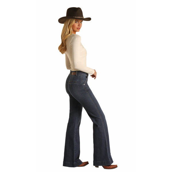 W8H2687 Rock & Roll Cowgirl Juniors High Rise Denim Trouser Jeans
