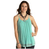 WLWT50R0TZ Panhandle Swiss Dot Pleated Cami- Bright Turquoise