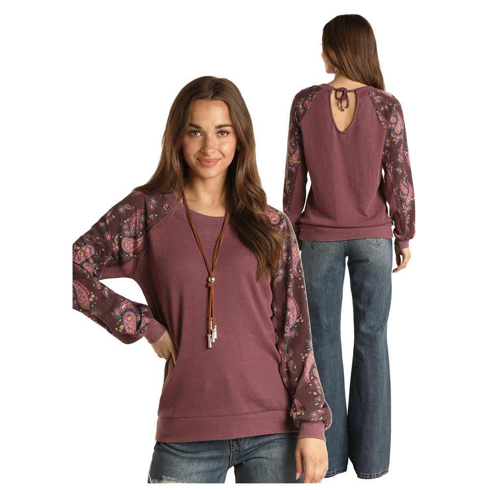 WLWT52R0HS Panhandle Women's Long Sleeve Tie Back Thermal Shirt