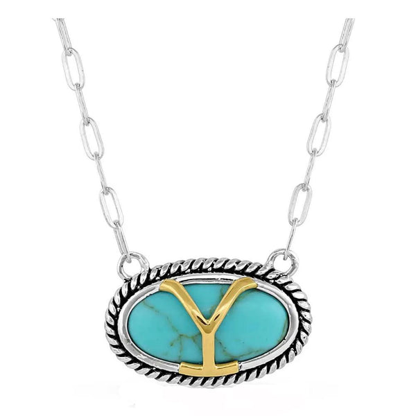 YELNC5300 Montana Silversmiths Yellowstone Brand Oval Turquoise Necklace