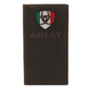 A35491282 Ariat Men's  Mexico Flag Logo Rodeo Wallet Checkbook Cover Brown