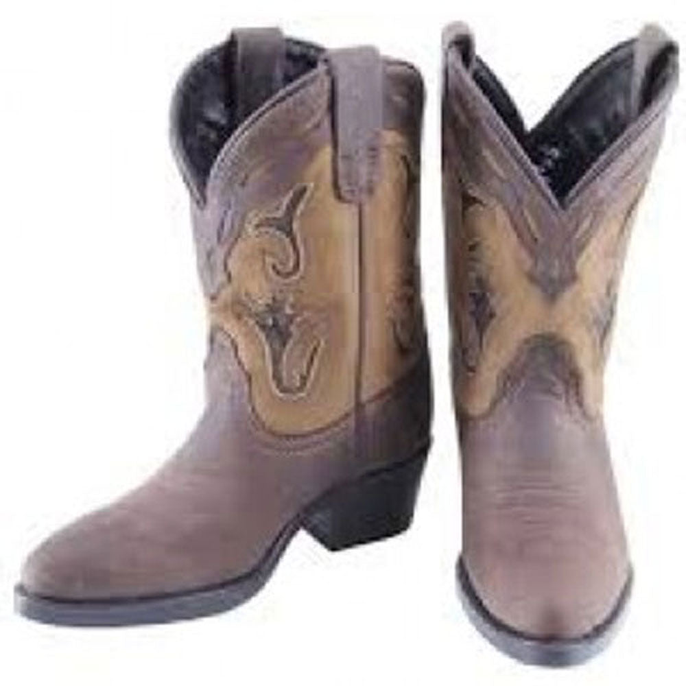 C1642 Pocono Children’s Old West Brown Leather Cowboy Boot