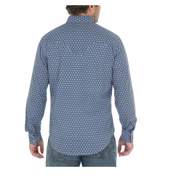 MVR371M Wrangler Retro Men's Blue Print Western Shirt