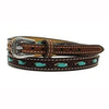 0204602 1/2 Inch Leather Hatband with Turquoise Rawhide Lacing