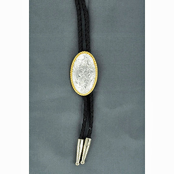 22802 Double S Men's Silver & Gold Etched Bolo Tie