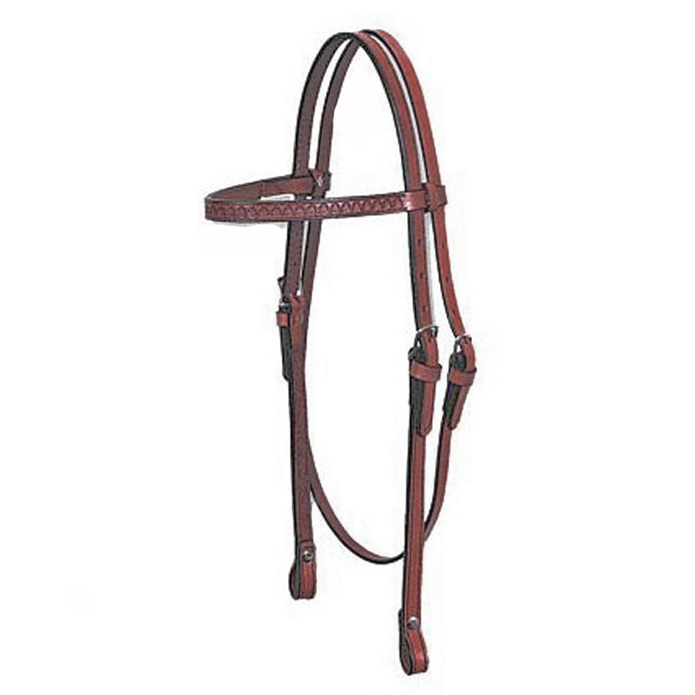 0125-3001 Circle Y 5/8 Inch Shell Tooled Browband Headstall - Walnut