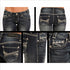 W2-8480 Rock & Roll Cowgirl Juniors Boyfriend Jeans Aztec Multi-Stitching