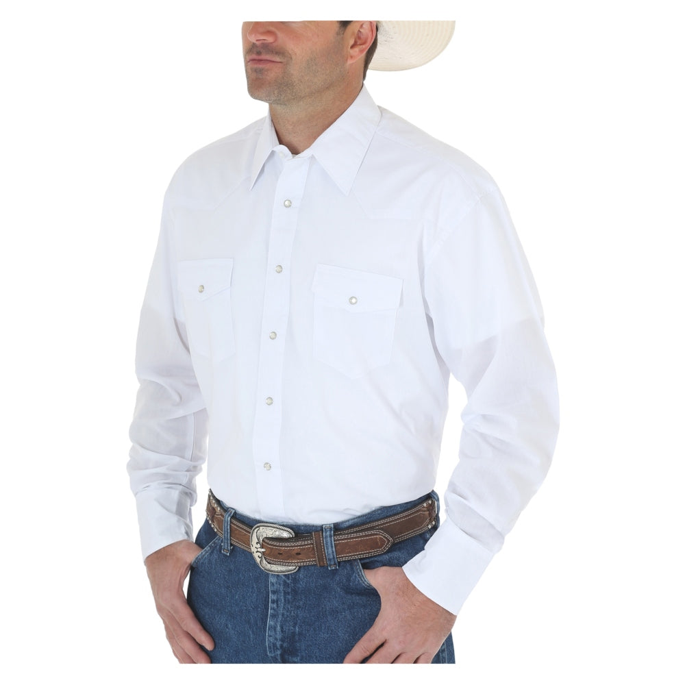 71105WH Wrangler Men's Long Sleeve White Western Shirt
