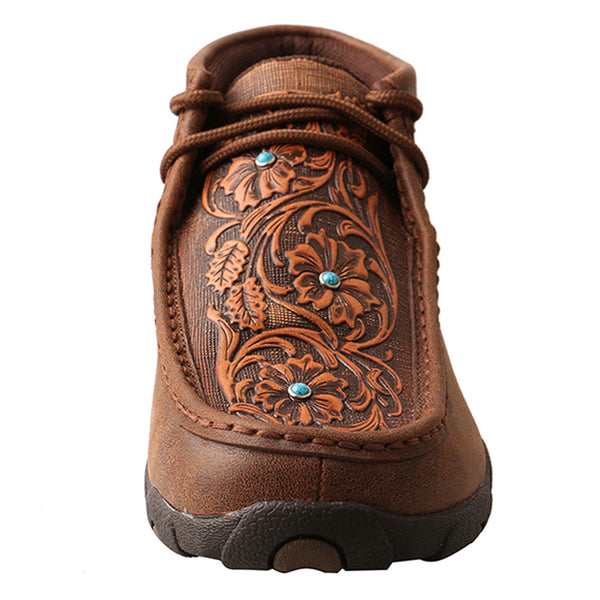 WDM0081 Twisted X Women’s Driving Moccasins – Brown/Tooled Flowers