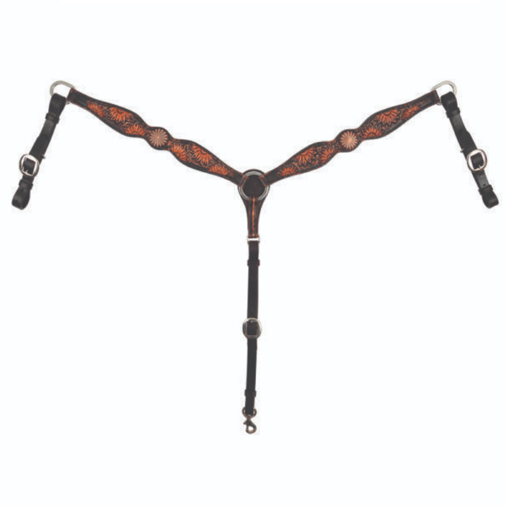 X4110-1001 Circle Y Vintage Sunflower Tooled Breast Collar