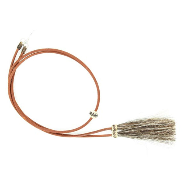 0295302 Genuine Leather Stampede Strings with Horsehair Tassels - Brown