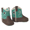 Ariat Lil' Stompers Infant Crossfire Cowboy Boot Brown with Turquoise Shaft A442000202
