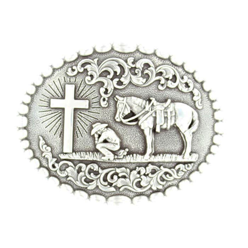 37374 Nocona Men's Cowboy Prayer Oval Belt Buckle The Wire Horse