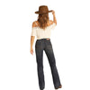 W1-4154 Rock & Roll Cowgirl Juniors Mid Rise Boot Cut Denim Jeans