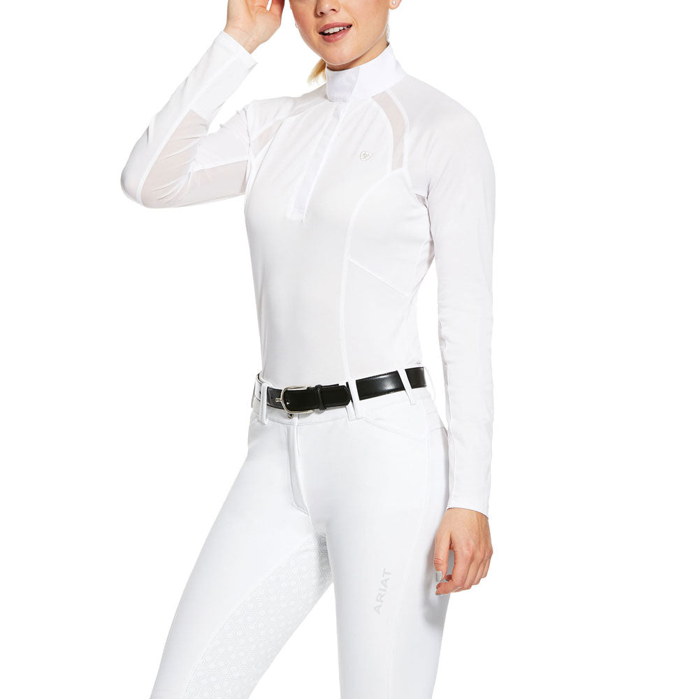 10030539 Ariat Women's Sunstopper 2.0 Long Sleeve Show Shirt - White