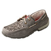 WDM0130 Twisted X Women’s Boat Shoe Driving Moc -Grey Floral Tooled