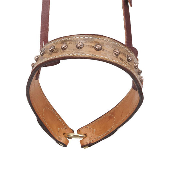 20253A Cactus Saddlery Noseband - Driftwood with Copper Bullet Studs
