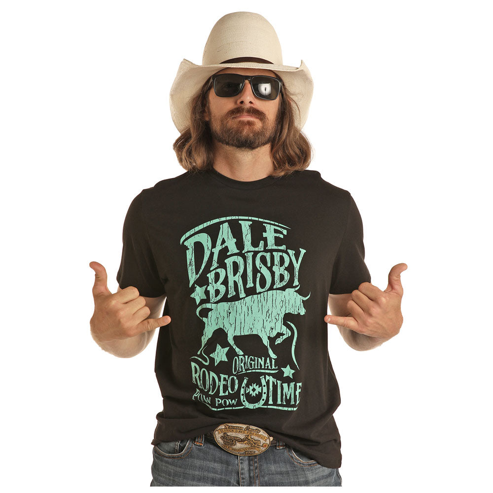 P9-5523 Dale Brisby Rock & Roll Cowboy Short Sleeve Black Rodeo Time Tee
