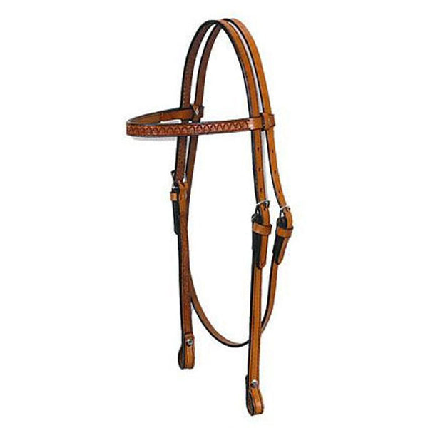 0125-3004 Circle Y ⅝ Inch Shell Tooled Browband Headstall - Regular Oil