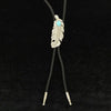 22104 Bolo Tie with Silver Feather Turquoise Stone