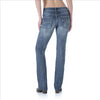 09MWTMS Wrangler Women's Premium Patch Mae Jean Embroidered Pocket Sits Above Hip Mid Stone