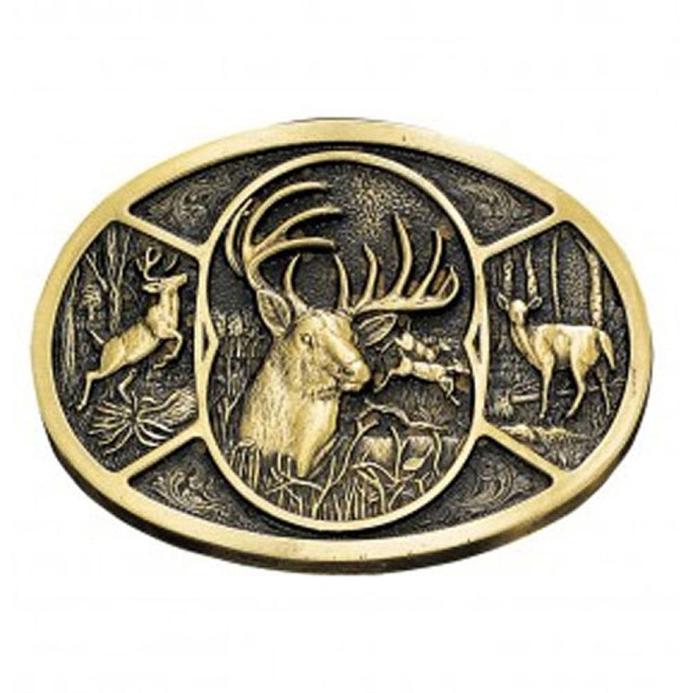 60796C Montana Silversmiths Deer Heritage Attitude Belt Buckle