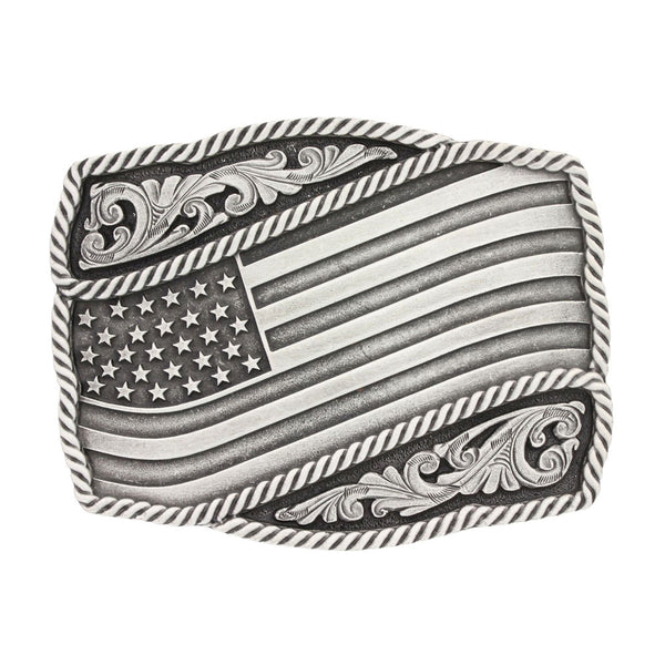 A590S Classic Impressions Waving American Flag Attitude Buckle Montana Silversmith