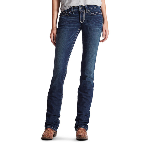 10017216 Ariat Women's Real Mid Rise Straight Leg Riding Jeans - Ocean
