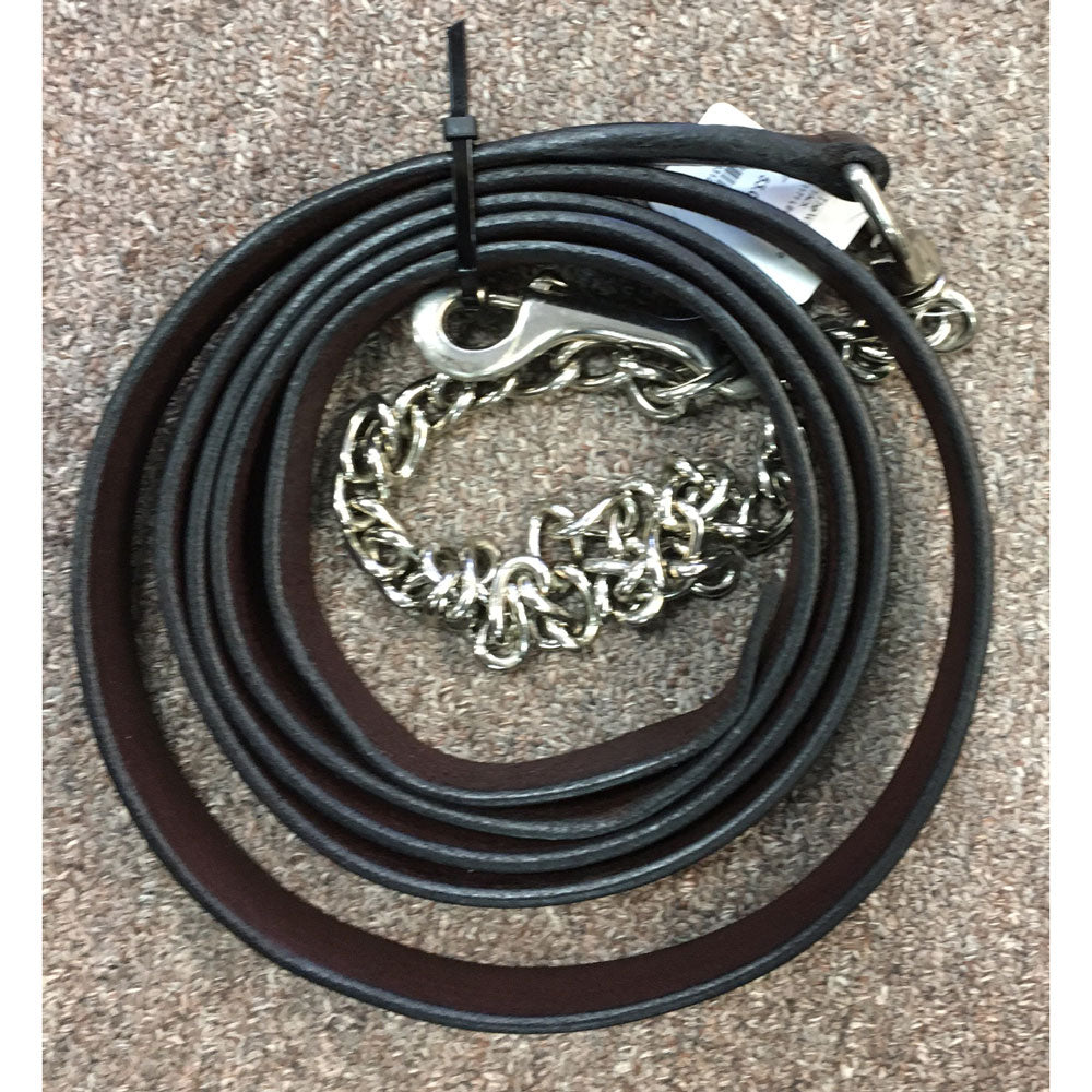 1171 Kathy's 1 Inch Leather Show Lead with Chain -Dark Oil