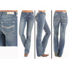W1-5088 Rock & Roll Denim Juniors Mid Rise Boot Cut Jeans Leather Applique