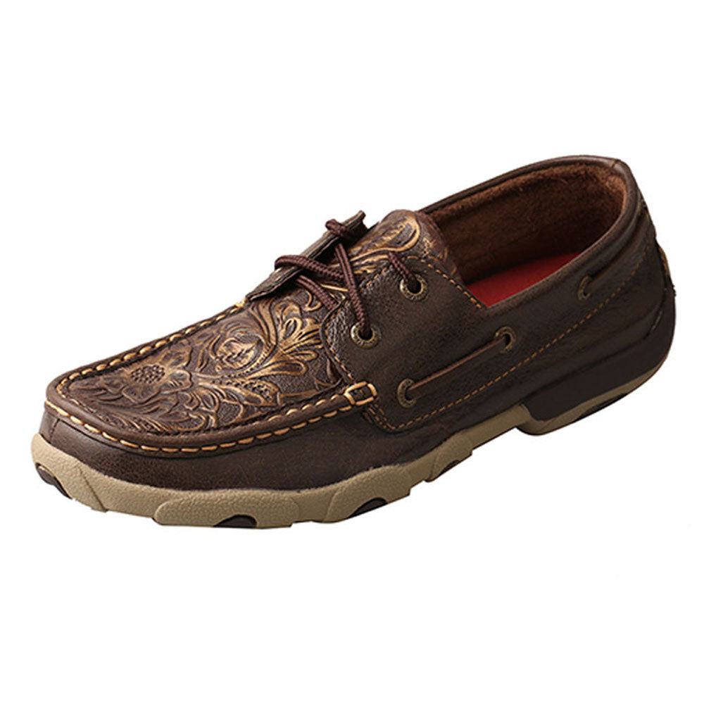 WDM0070 Twisted X Women's Floral Embossed Driving Moc - Brown